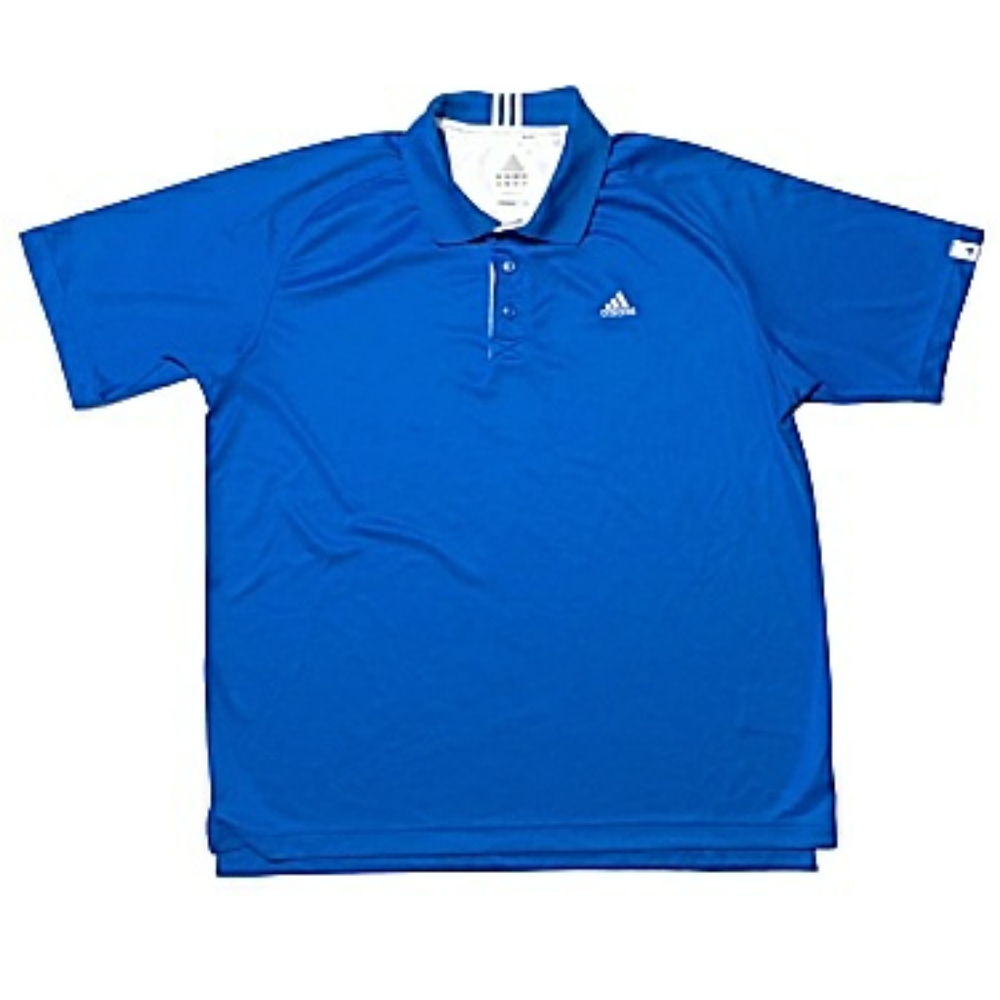 Adidas blue & white Climalite collar short sleeve